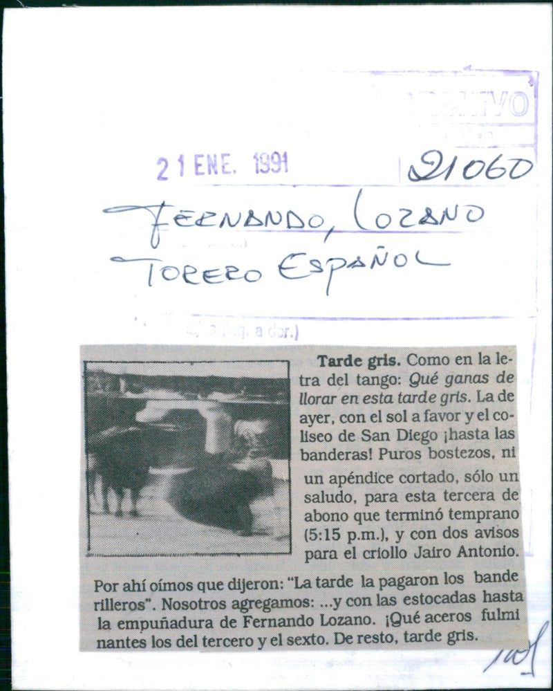 Fernando Lozano, Spanish bullfighter - Vintage Photograph