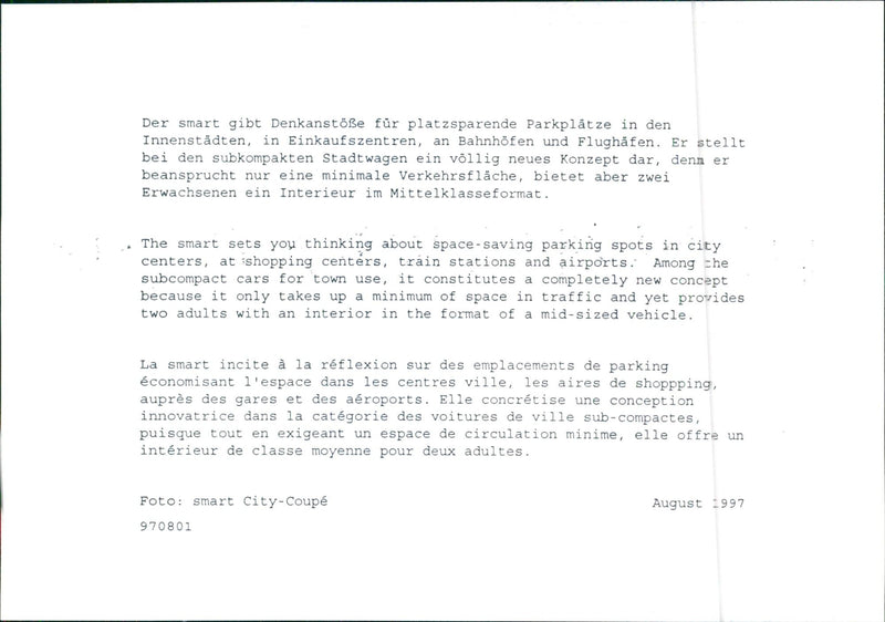 1997 Smart City-Coupe - Vintage Photograph