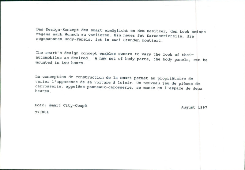 1997 Smart City-Coupe - Vintage Photograph