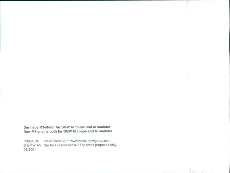 2001 BMW M Coupe and BMW M Roadster Engine - Vintage Photograph