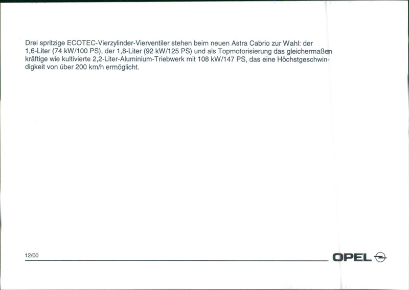 2000 Opel Astra - Vintage Photograph