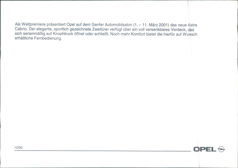 2000 Opel Astra - Vintage Photograph