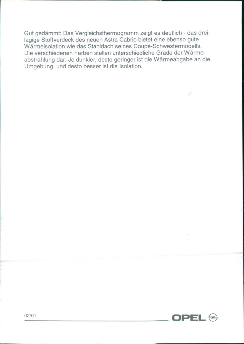 2001 Opel Astra cabrio's thermography - Vintage Photograph