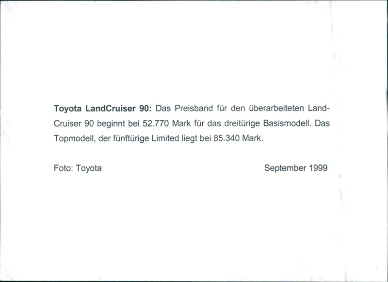 1999 Toyota Land Cruiser - Vintage Photograph
