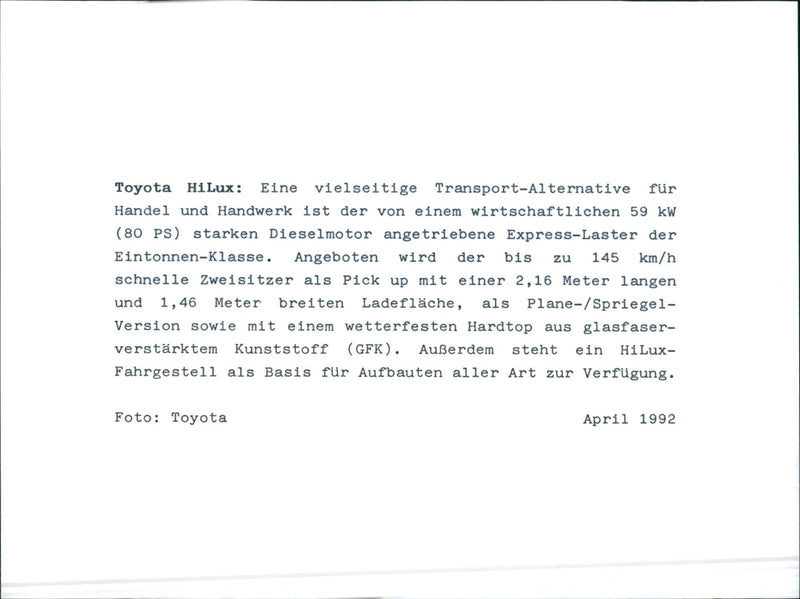 Toyota HiLux - Vintage Photograph