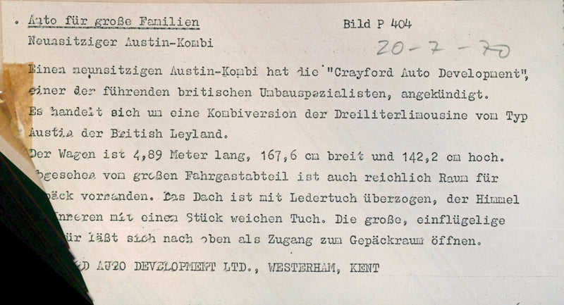 New-seat Austin station wagon - Vintage Photograph