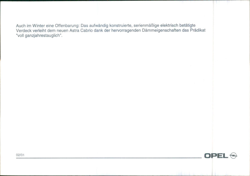 2001 Opel Astra Cabrio - Vintage Photograph