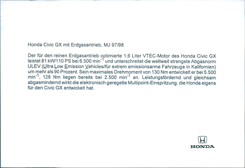 '97/'98 Honda Civic GX - Vintage Photograph