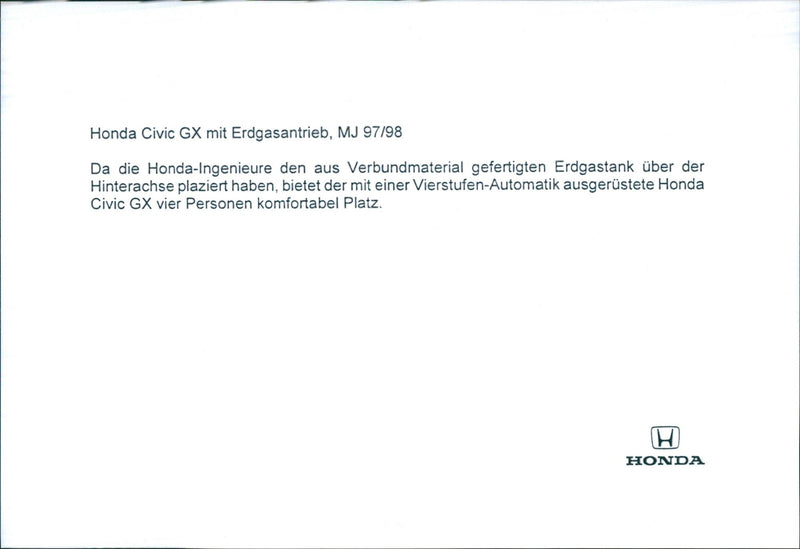 '97/'98 Honda Civic GX - Vintage Photograph