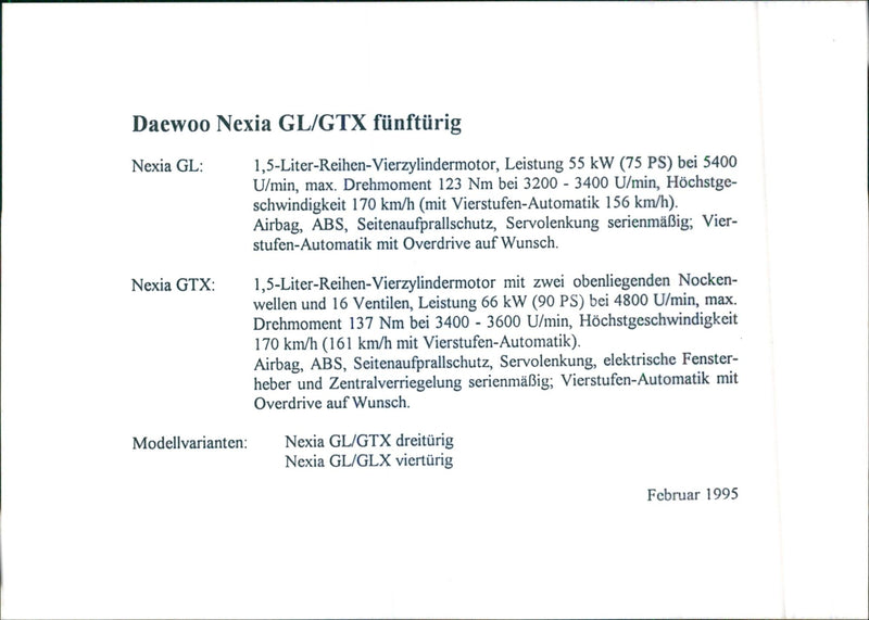 Daewoo Nexia GL/GTX - Vintage Photograph