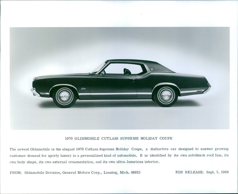 1970 Oldsmobile Cutlass Supreme Holiday Coupe - Vintage Photograph