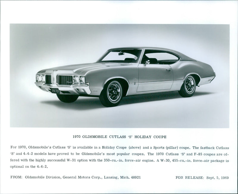 1970 Oldsmobile Cutlass S Holiday Coupe - Vintage Photograph
