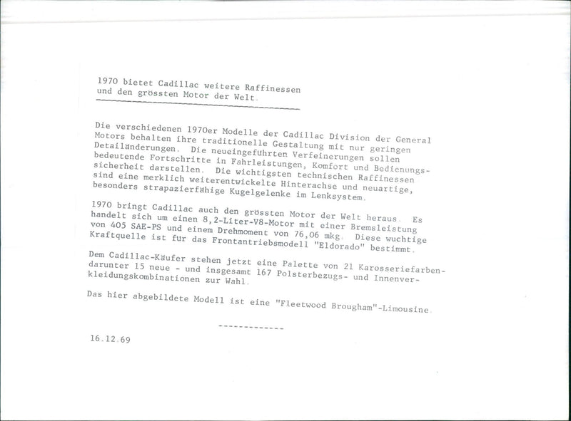 1970 Cadillac - Vintage Photograph