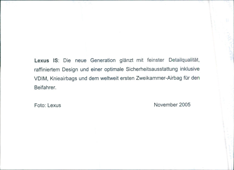 2005 Lexus IS - Vintage Photograph