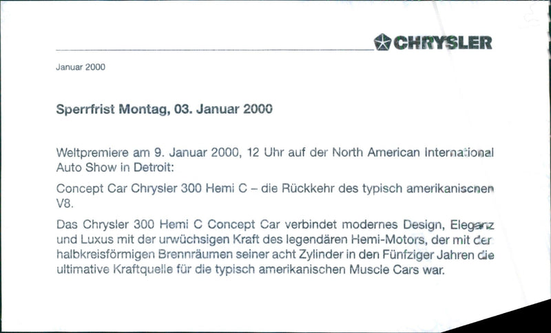2000 Chrysłer 300 Hemi C Concept Car - Vintage Photograph