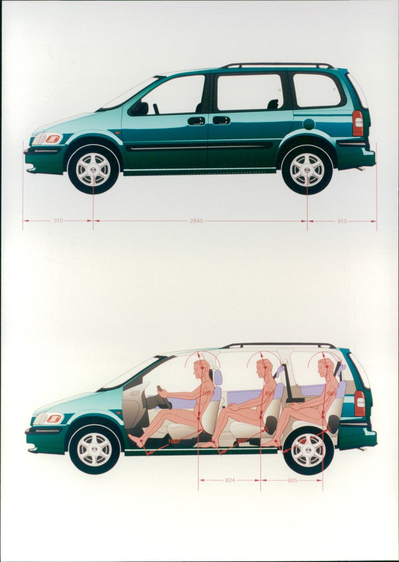 Technical drawing of 1996 Opel Sintra - Vintage Photograph