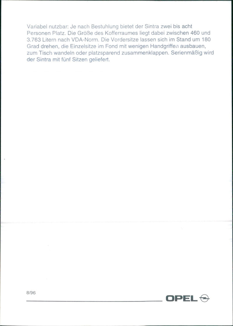 Technical drawing of 1996 Opel Sintra - Vintage Photograph