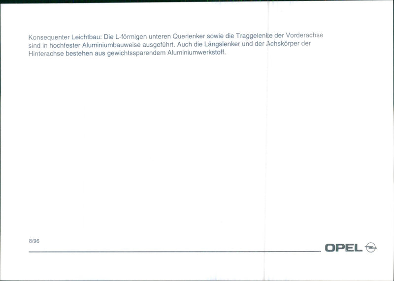 Drawing of 1996 Opel Sintra's front and rear axle - Vintage Photograph