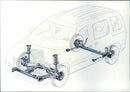 Drawing of 1996 Opel Sintra's front and rear axle - Vintage Photograph