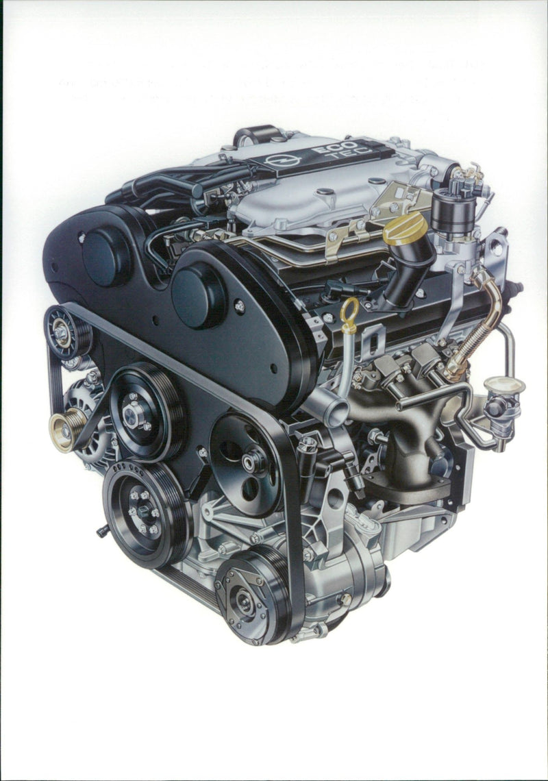 Drawing of 1996 Opel Sintra's engine - Vintage Photograph
