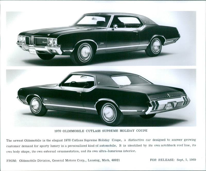 1970 Oldsmobile Cutlass Supreme Holiday Coupe - Vintage Photograph