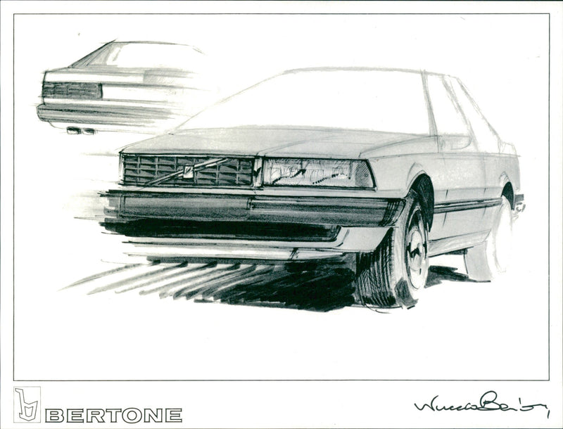 Sketch of 1986 Volvo 780 Bertone - Vintage Photograph