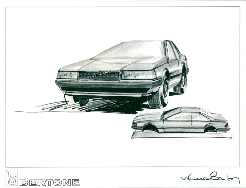 Sketch of 1986 Volvo 780 Bertone - Vintage Photograph