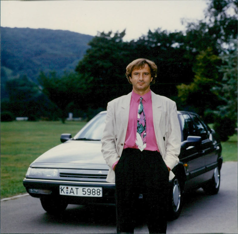 Adult Male In Front of a Citroen Car - Vintage Photograph