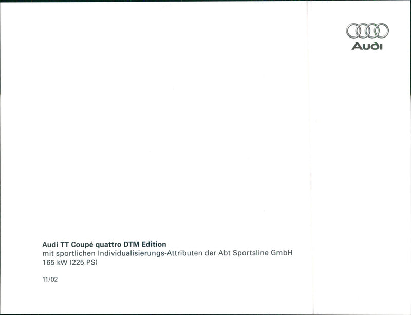 2002 Audi TT Coupé quattro DTM Edition - Vintage Photograph