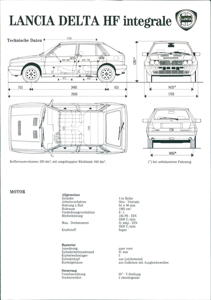 Drawing of Lancia Delta HF integrale - Vintage Photograph