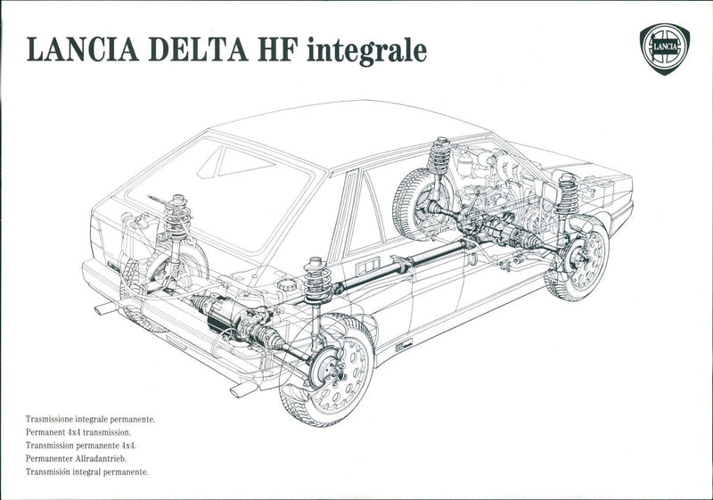 Drawing of Lancia Delta HF integrale's transmission - Vintage Photograph