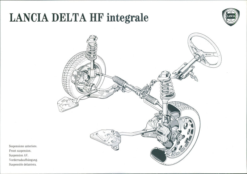 Drawing of Lancia Delta HF integrale's front suspension - Vintage Photograph