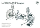 Drawing of Lancia Delta HF integrale's rear suspension - Vintage Photograph