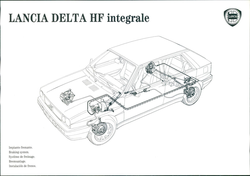 Drawing of Lancia Delta HF integrale's braking system - Vintage Photograph