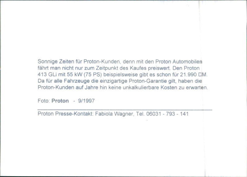 1997 Proton 413 GLi - Vintage Photograph