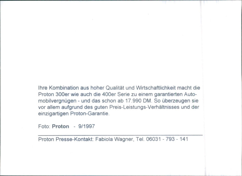 1997 Proton 300 and 400 Series - Vintage Photograph