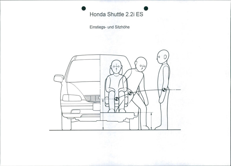 Drawing of Honda Shuttle 2.2i ES' entry and seat height - Vintage Photograph
