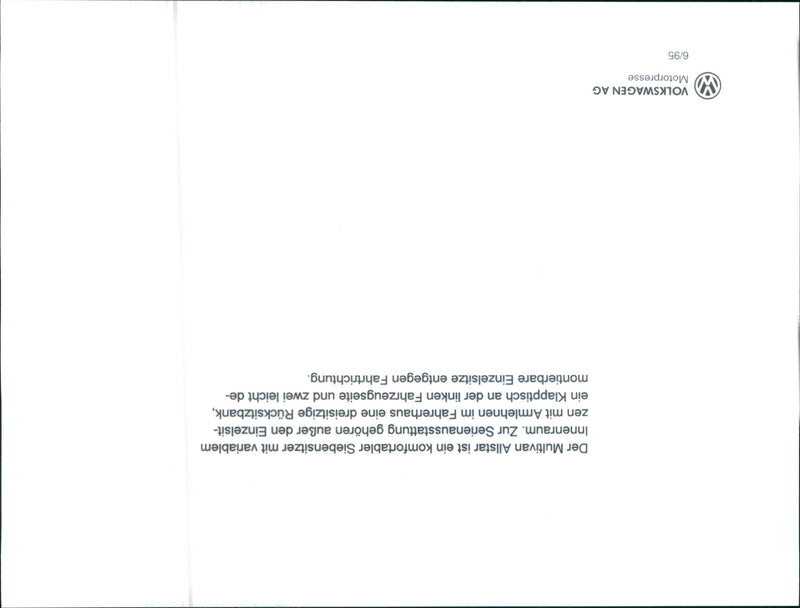 1995 MONTIERBARE EINZELSITZE ZUR SERIENAUSSTATTUNG SIEBENSITZER MIT - Vintage Photograph