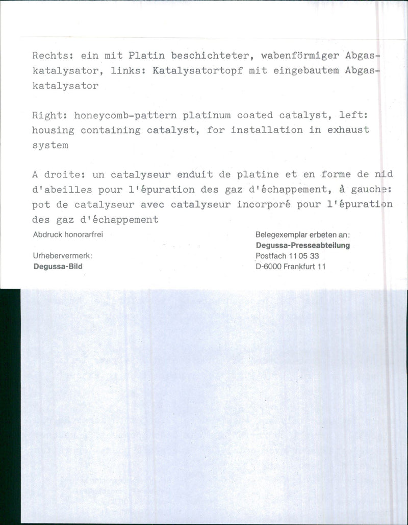 Degussa Catalyst - Vintage Photograph