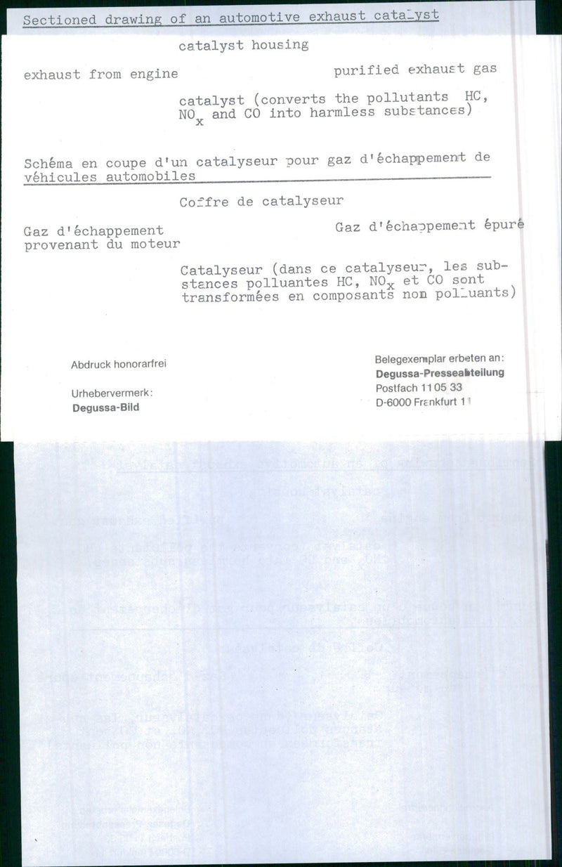 Degussa Automotive Exhaust Catalyst - Vintage Photograph