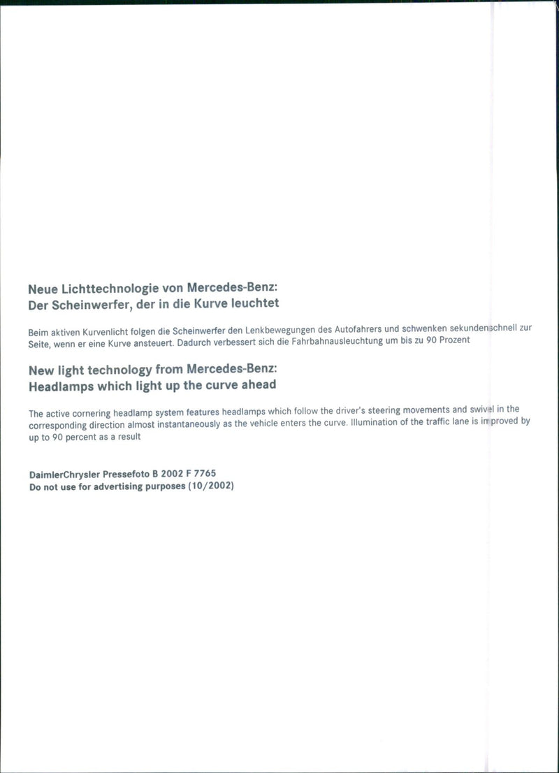 Mercedes Benz "Lighting System" - 2002 - Vintage Photograph