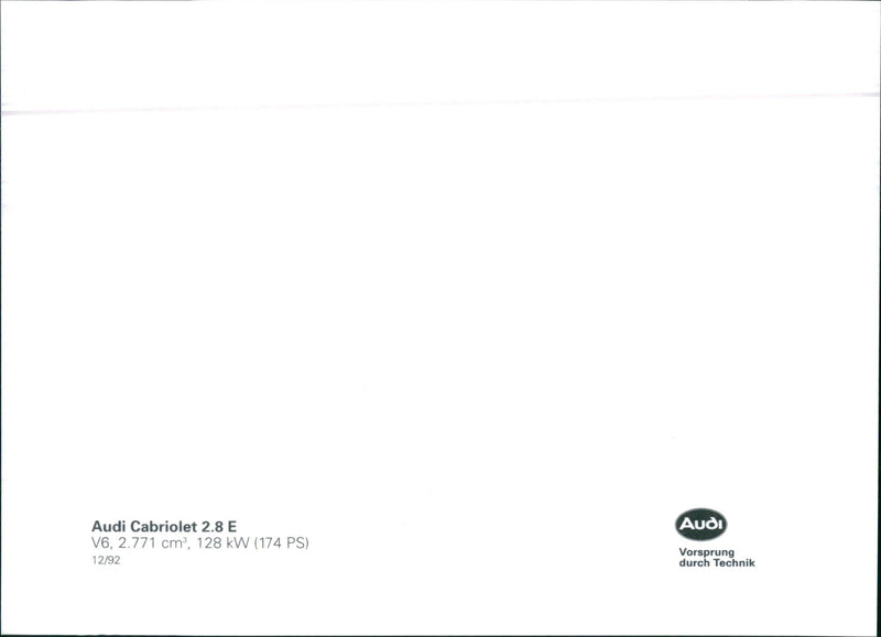 1992 Audi Cabriolet 2.8 E - Vintage Photograph