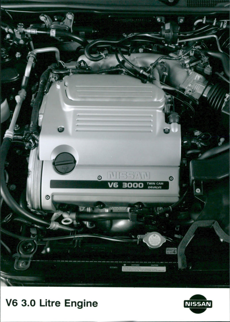 Nissan V6 3.0 Litre Engine. - Vintage Photograph