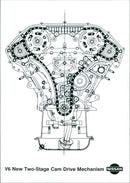 V6 Nissan Engine. - Vintage Photograph