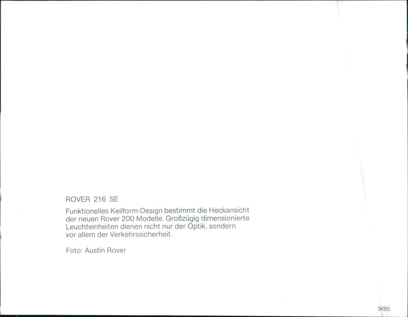 1985 Rover 216 SE - Vintage Photograph