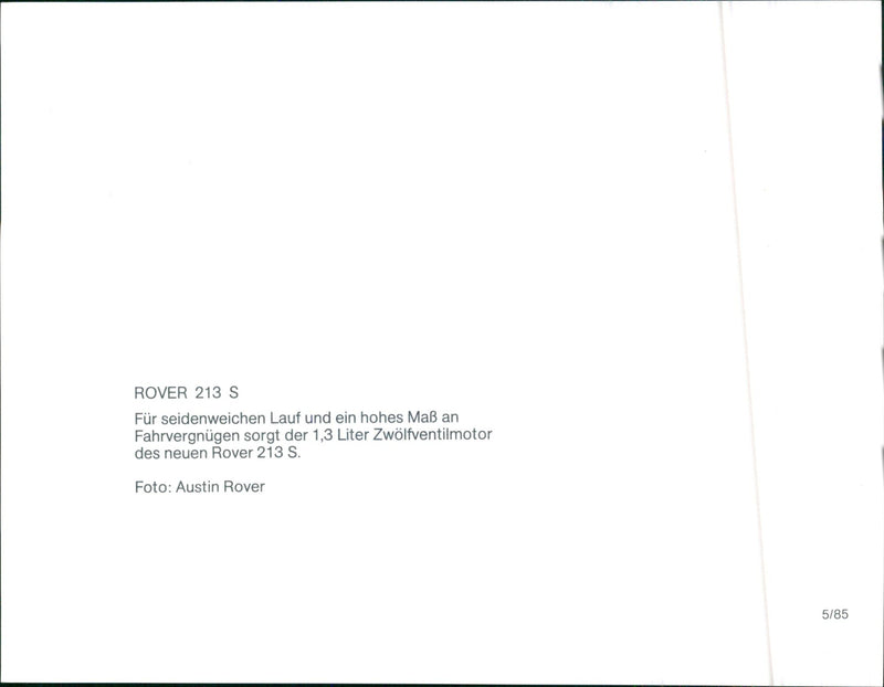 1985 Rover 213 S - Vintage Photograph
