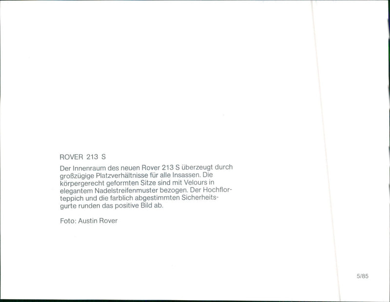1985 Rover 213 S - Vintage Photograph