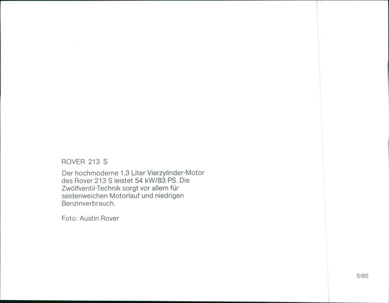 1985 Rover 213 S - Vintage Photograph