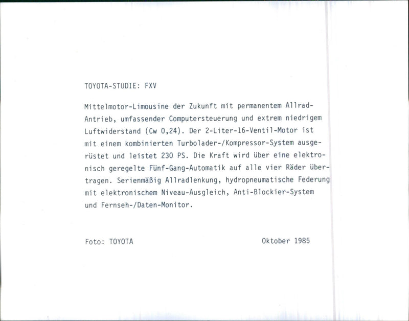 1985 Toyota Future eXperimental Vehicle - Vintage Photograph