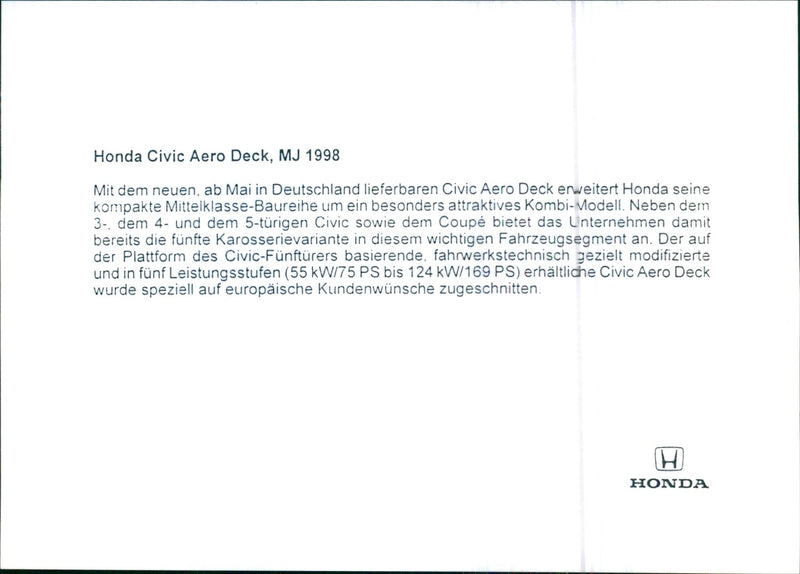 1998 Honda Civic Aero Deck - Vintage Photograph